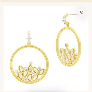 FREIDA ROTHMAN ARMOR OF HOPE MOP CLUSTER OPEN HOOP EARRINGS